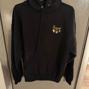 Jerzees Black Hoodie with Colorful Logo